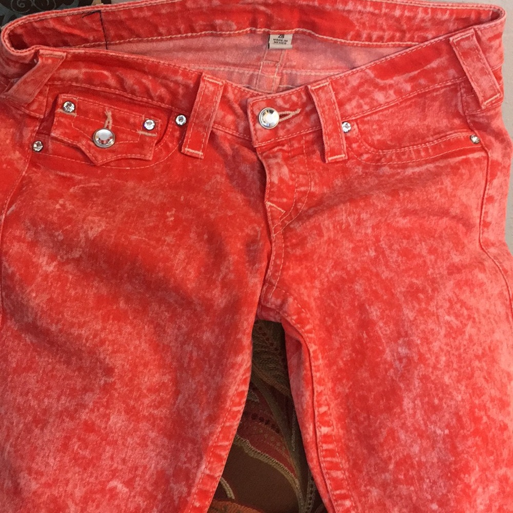 COPY - New True Religion Skinny Acid Wash Red CrystalJean